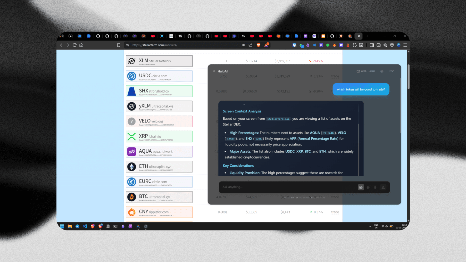 HaloAI Interface - Stellar Asset Analysis